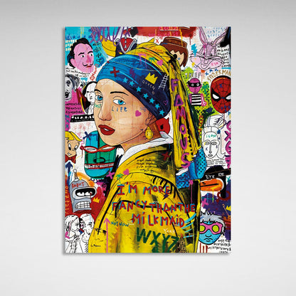 The girl with the pearl earring graffiti. Canvas Wall Art Print