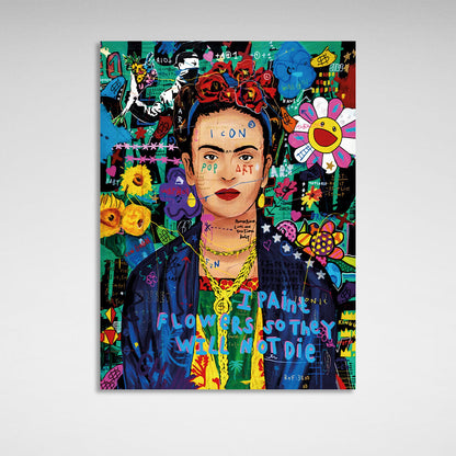 Frida Kahlo graffiti Canvas Wall Art Print