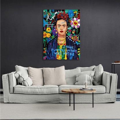 Frida Kahlo graffiti Canvas Wall Art Print