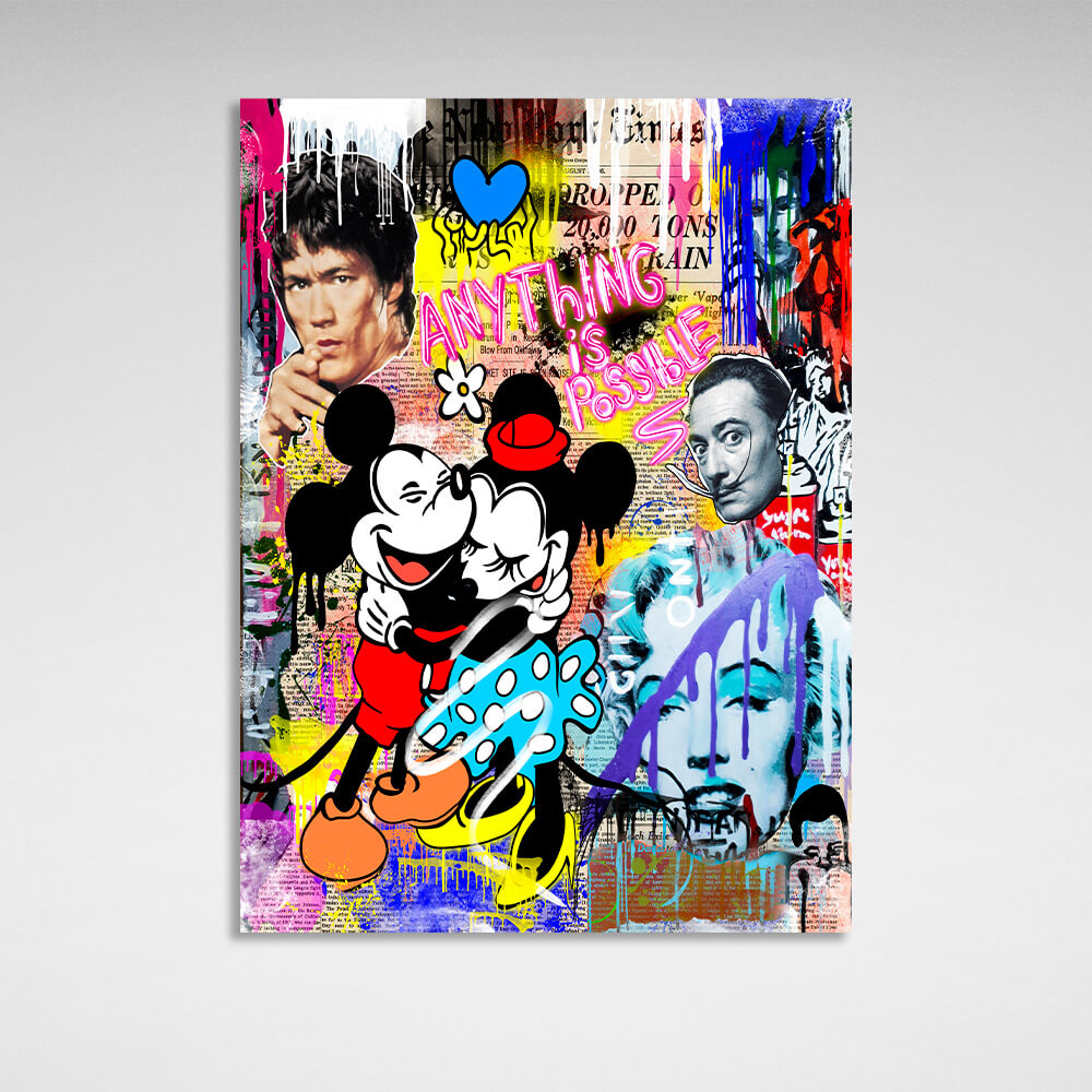 Micky anything is possible graffiti Canvas Wall Art Print