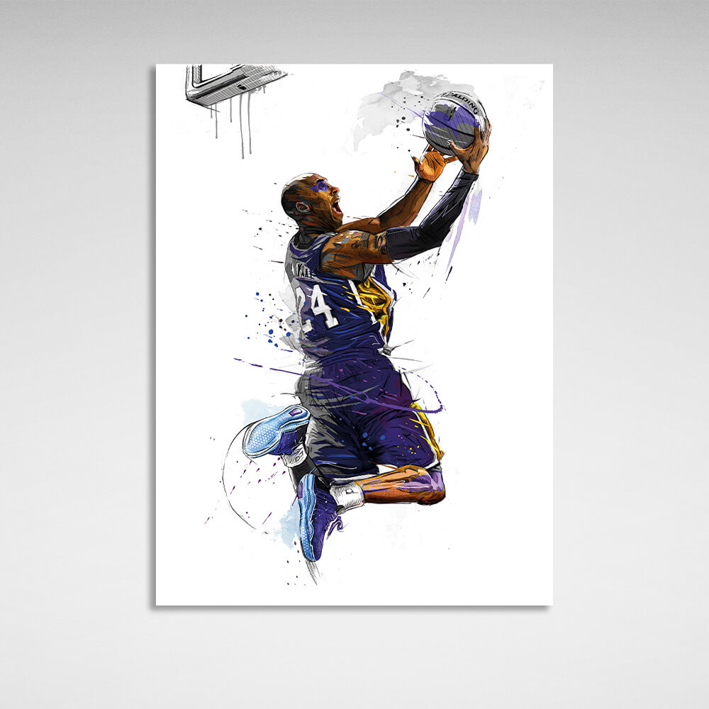 Los Angeles Lakers basketball player Kobe Bryant Canvas Wall Art Print