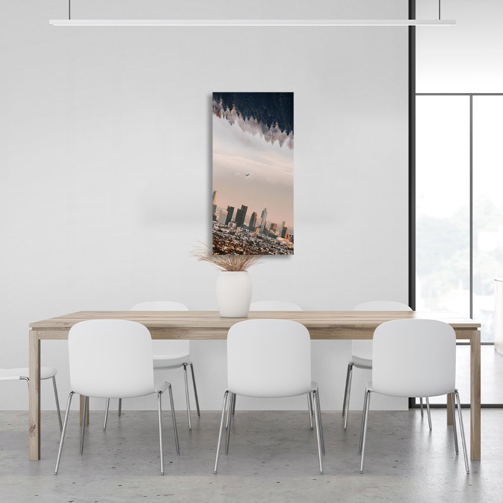 City and forest Canvas Wall Art Print