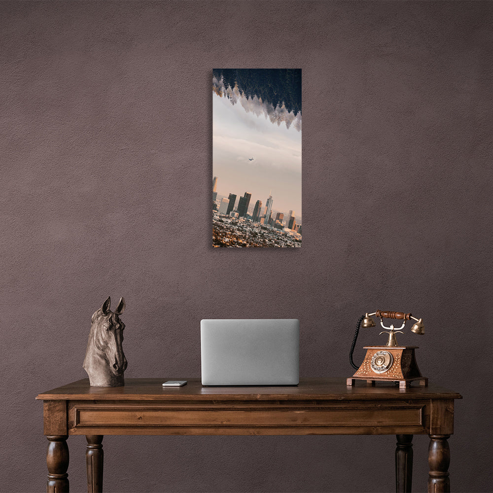 City and forest Canvas Wall Art Print