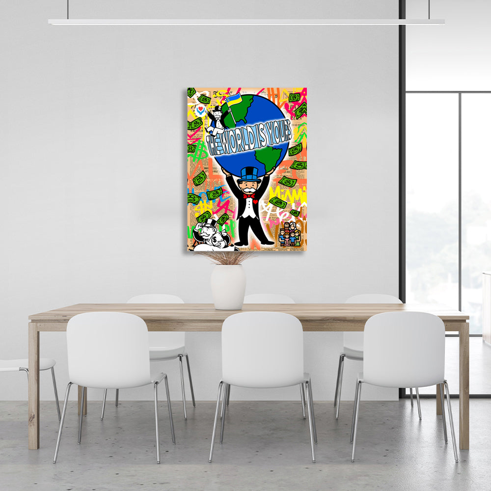 Monopoly The world is yours Canvas Wall Art Print