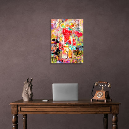 Graffiti bear figurine Canvas Wall Art Print