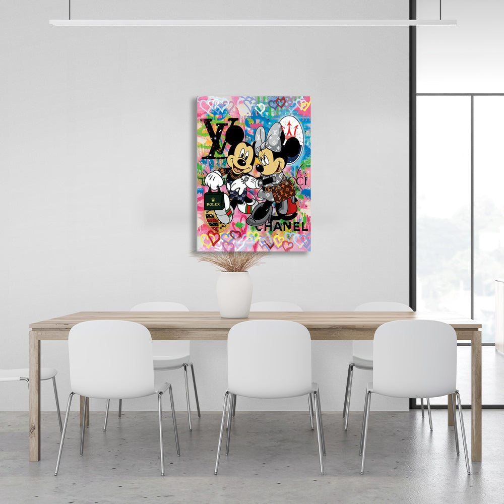 Mickey and Mini Graffiti Canvas Wall Art Print