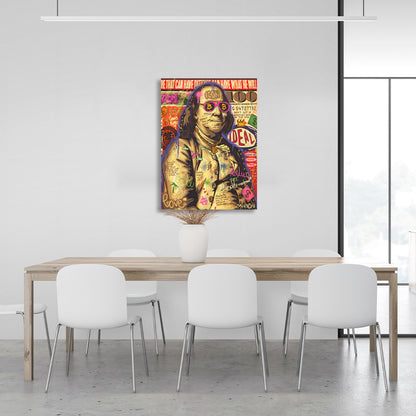 Benjamin Franklin graffiti Inspirational Canvas Wall Art Print