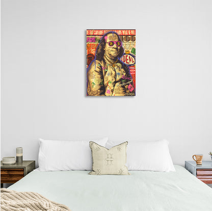 Benjamin Franklin graffiti Inspirational Canvas Wall Art Print