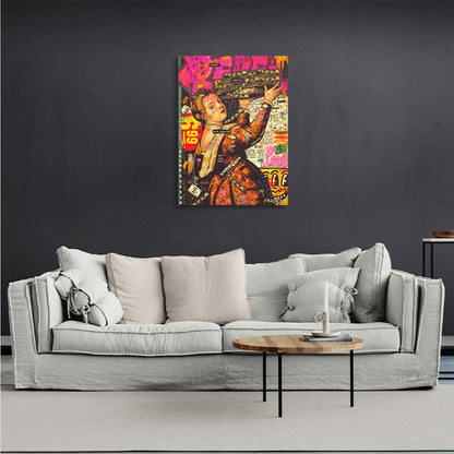 Woman with dollars graffiti Inspirational Canvas Wall Art Print