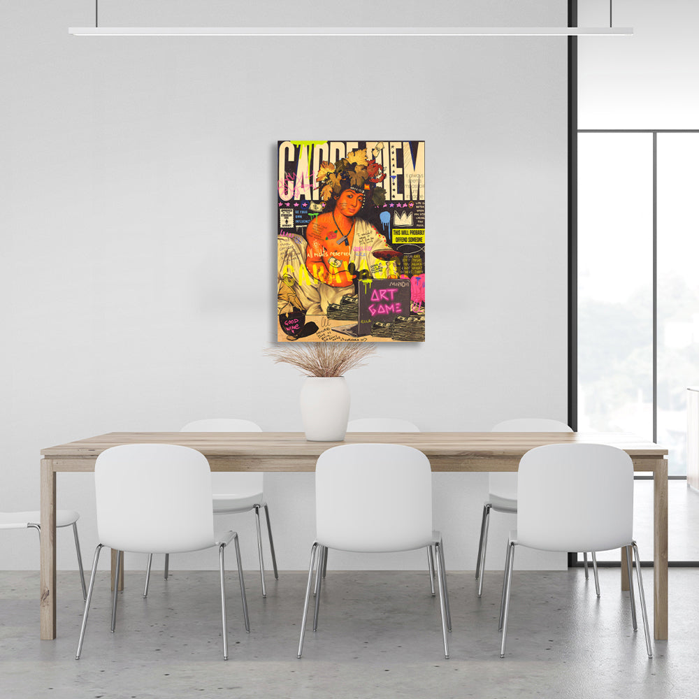 Bacchus Dionysus graffiti Motivational Canvas Wall Art Print