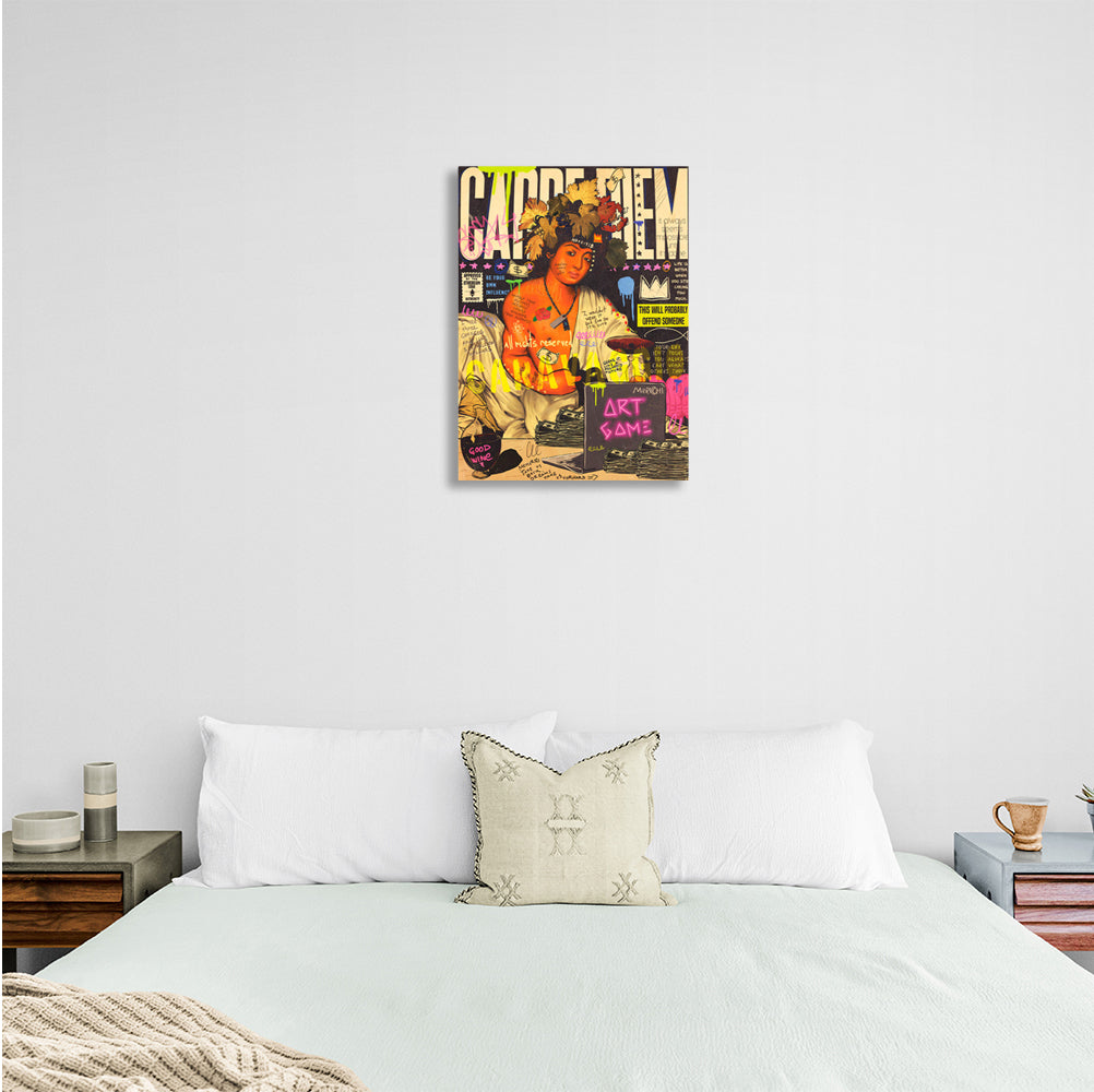 Bacchus Dionysus graffiti Motivational Canvas Wall Art Print