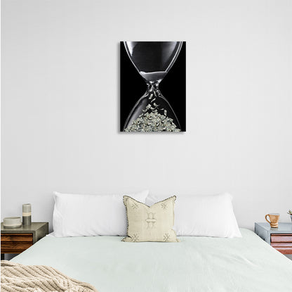 Hourglass money Inspirational Canvas Wall Art Print