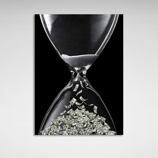 Hourglass money Inspirational Canvas Wall Art Print