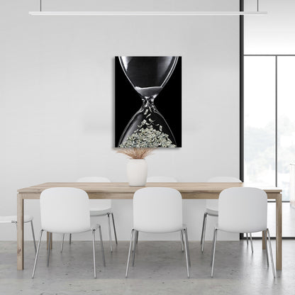 Hourglass money Inspirational Canvas Wall Art Print