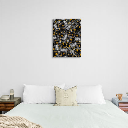 Black and gold dollars Inspirational Canvas Wall Art Print