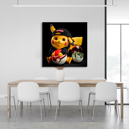 Pokémon Pikachu with money Canvas Wall Art Print