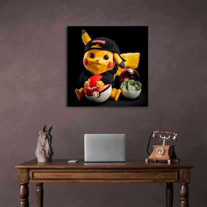 Pokémon Pikachu with money Canvas Wall Art Print