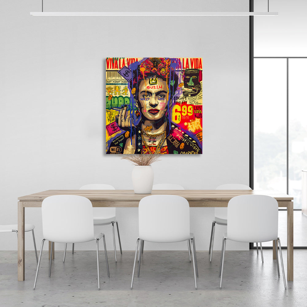 Graffiti Frida Kahlo Inspirational Canvas Wall Art Print