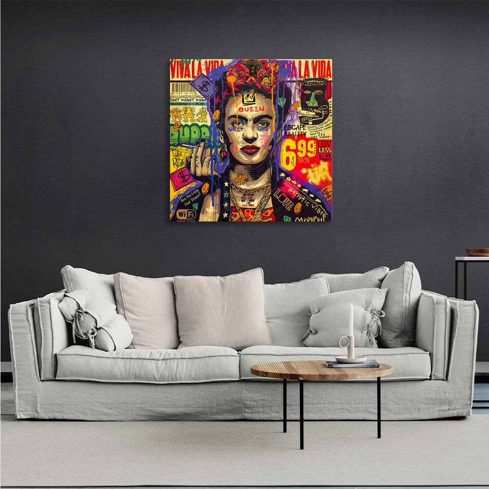 Graffiti Frida Kahlo Inspirational Canvas Wall Art Print