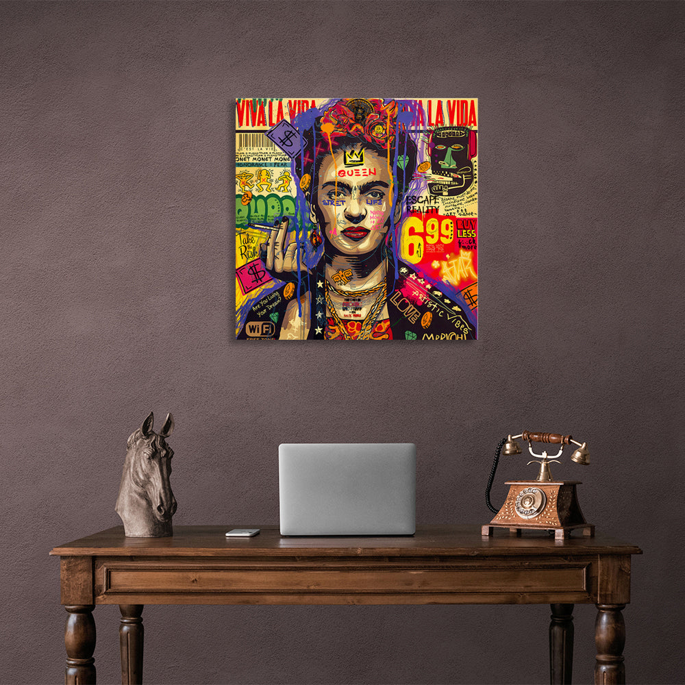 Graffiti Frida Kahlo Inspirational Canvas Wall Art Print