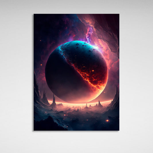 Purple planet space Canvas Wall Art Print