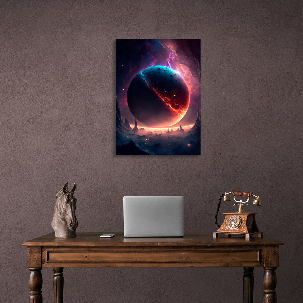 Purple planet space Canvas Wall Art Print