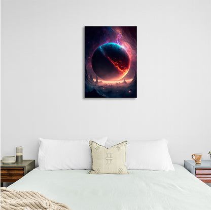 Purple planet space Canvas Wall Art Print