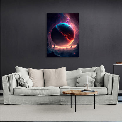 Purple planet space Canvas Wall Art Print