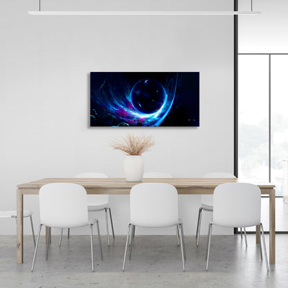 Space planet on blue background Canvas Wall Art Print