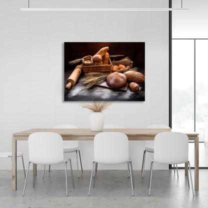 Bread and baguette Canvas Wall Art Print For Kitchen