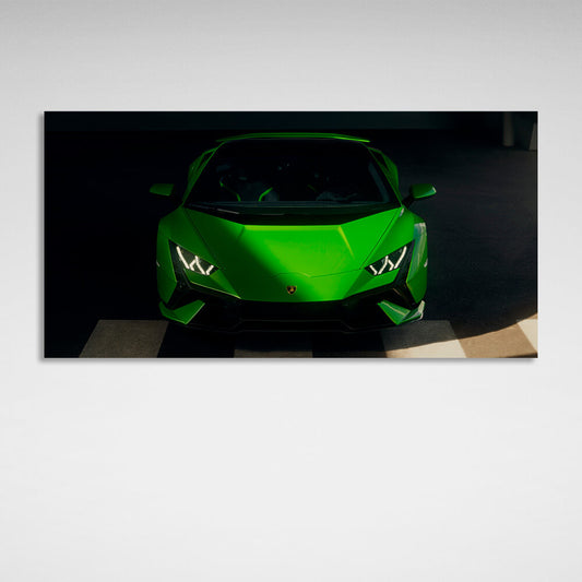 A green Lamborghini car Canvas Wall Art Print