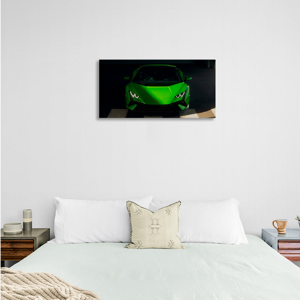 A green Lamborghini car Canvas Wall Art Print