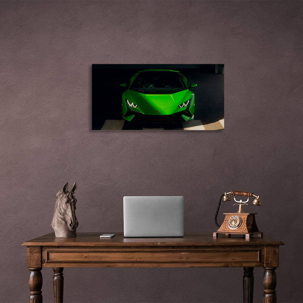 A green Lamborghini car Canvas Wall Art Print