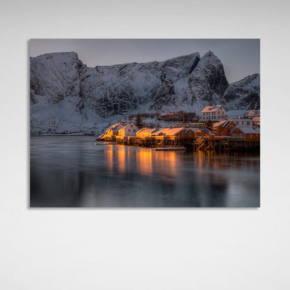 A city among ice and mountains Canvas Wall Art Print