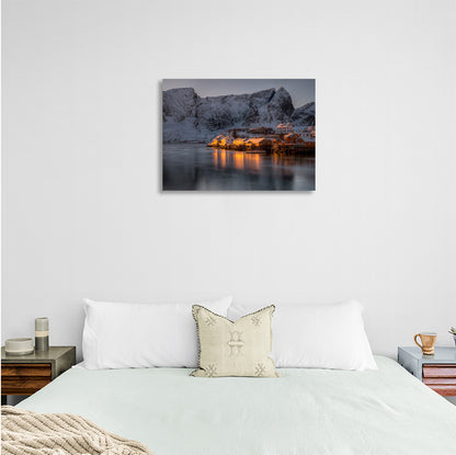 A city among ice and mountains Canvas Wall Art Print