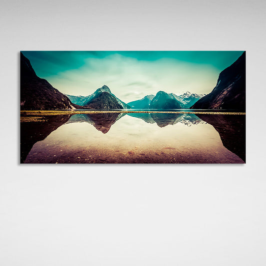 Lake and mountains Canvas Wall Art Print