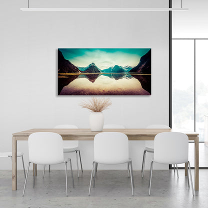 Lake and mountains Canvas Wall Art Print