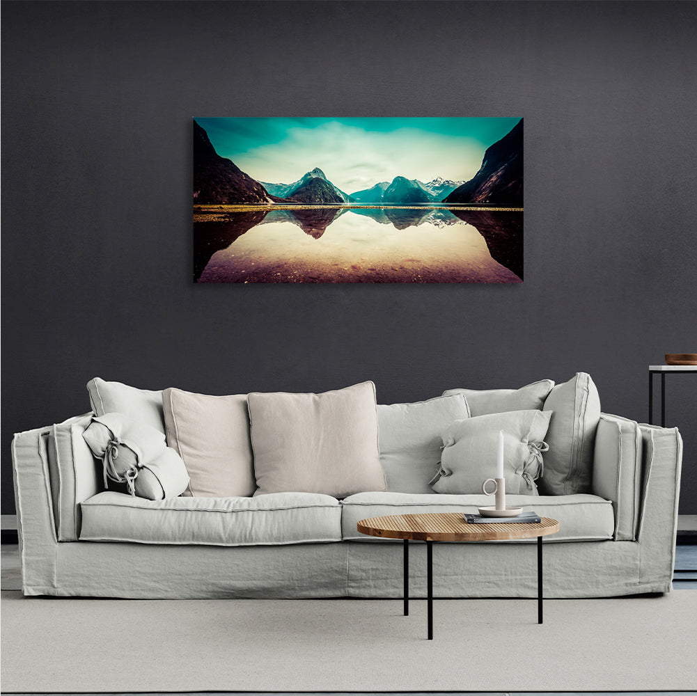 Lake and mountains Canvas Wall Art Print