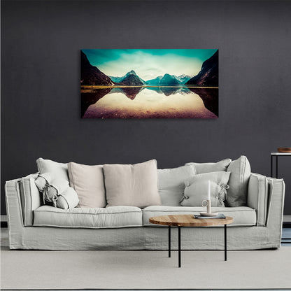 Lake and mountains Canvas Wall Art Print