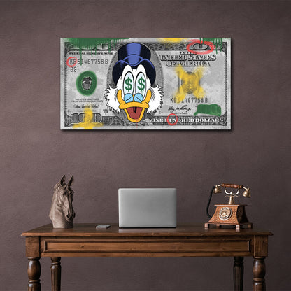 Scrooge dollar Inspirational  Canvas Wall Art Print