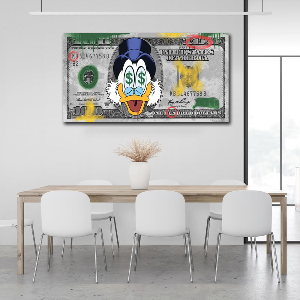 Scrooge dollar Inspirational  Canvas Wall Art Print