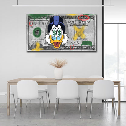 Scrooge dollar Inspirational  Canvas Wall Art Print