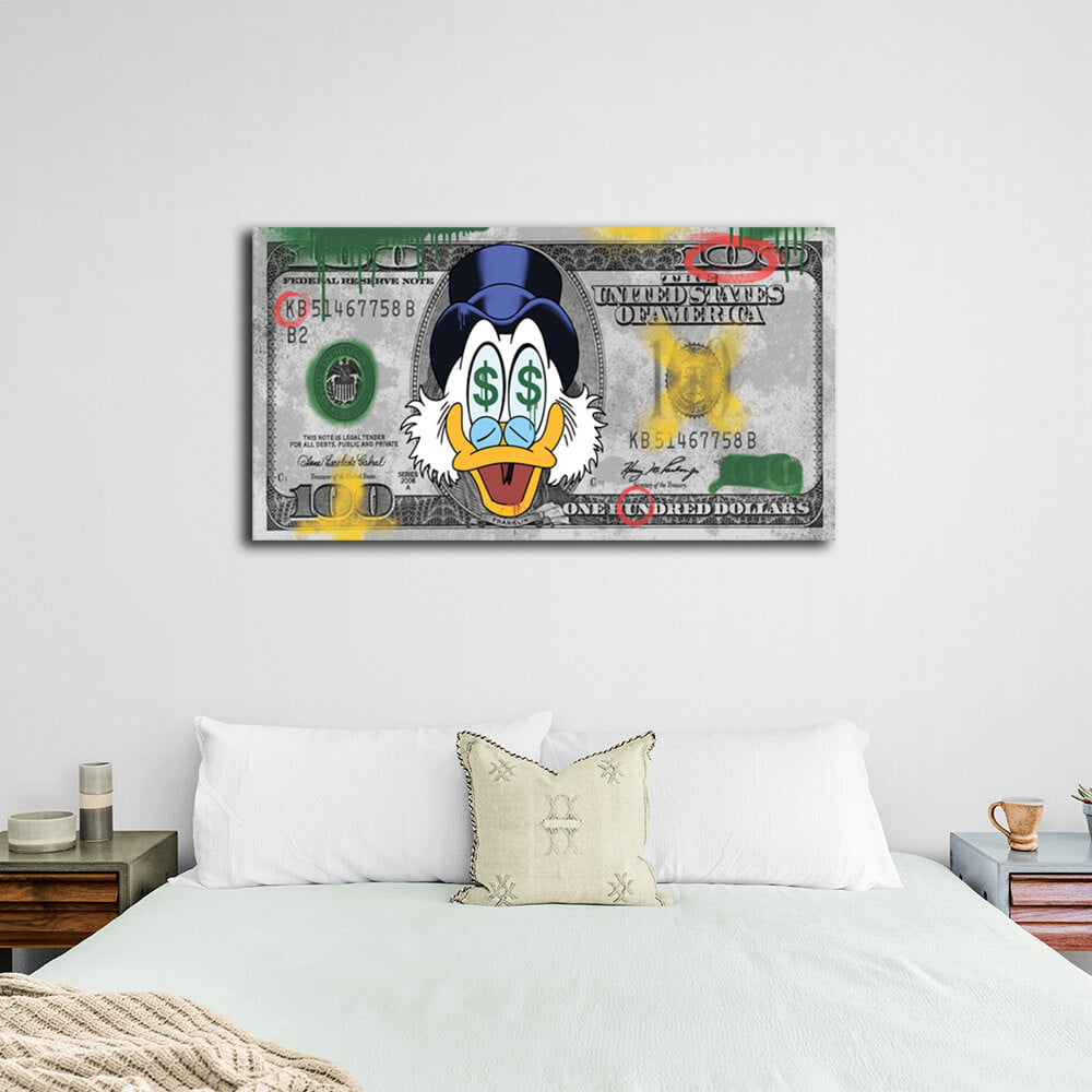 Scrooge dollar Inspirational  Canvas Wall Art Print