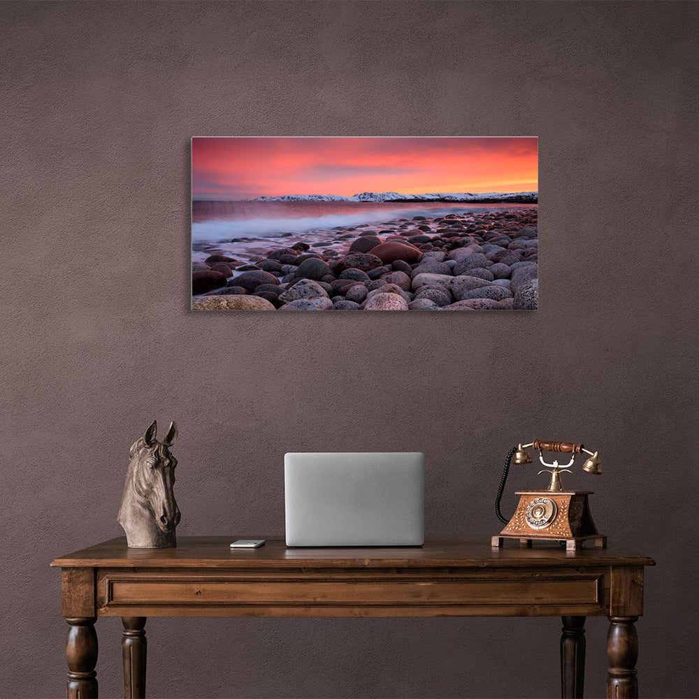 The rocky shore of the lake Canvas Wall Art Print