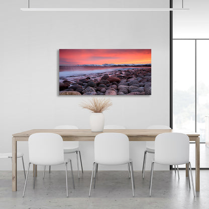 The rocky shore of the lake Canvas Wall Art Print