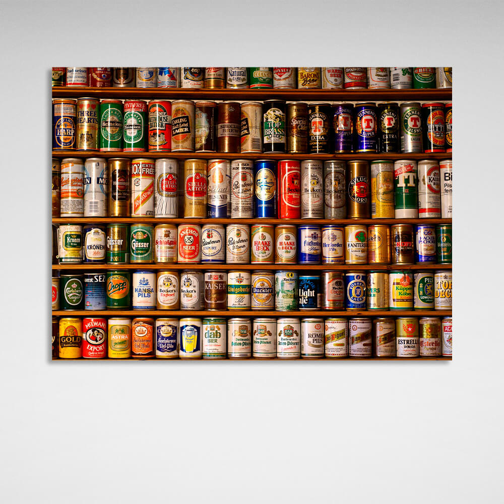 Beer cans Canvas Wall Art Print For Kitchen