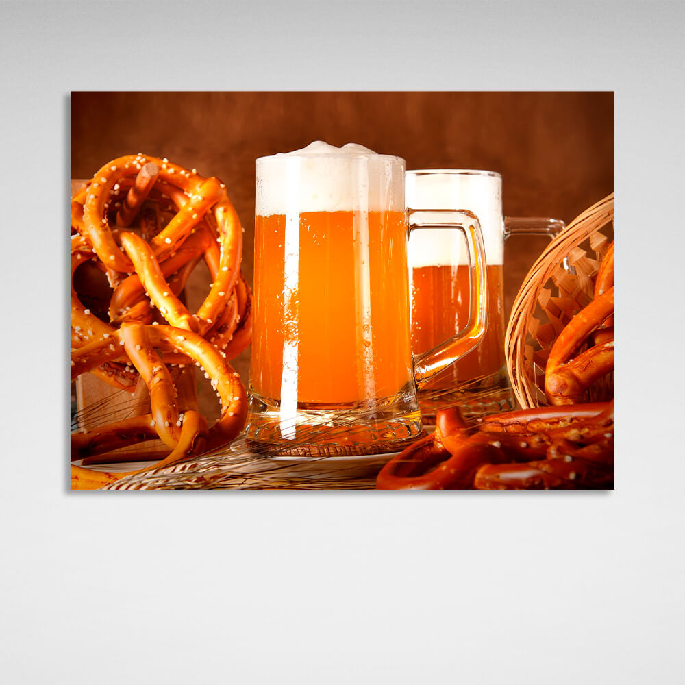 Beer glass Canvas Wall Art Print For Kitchen