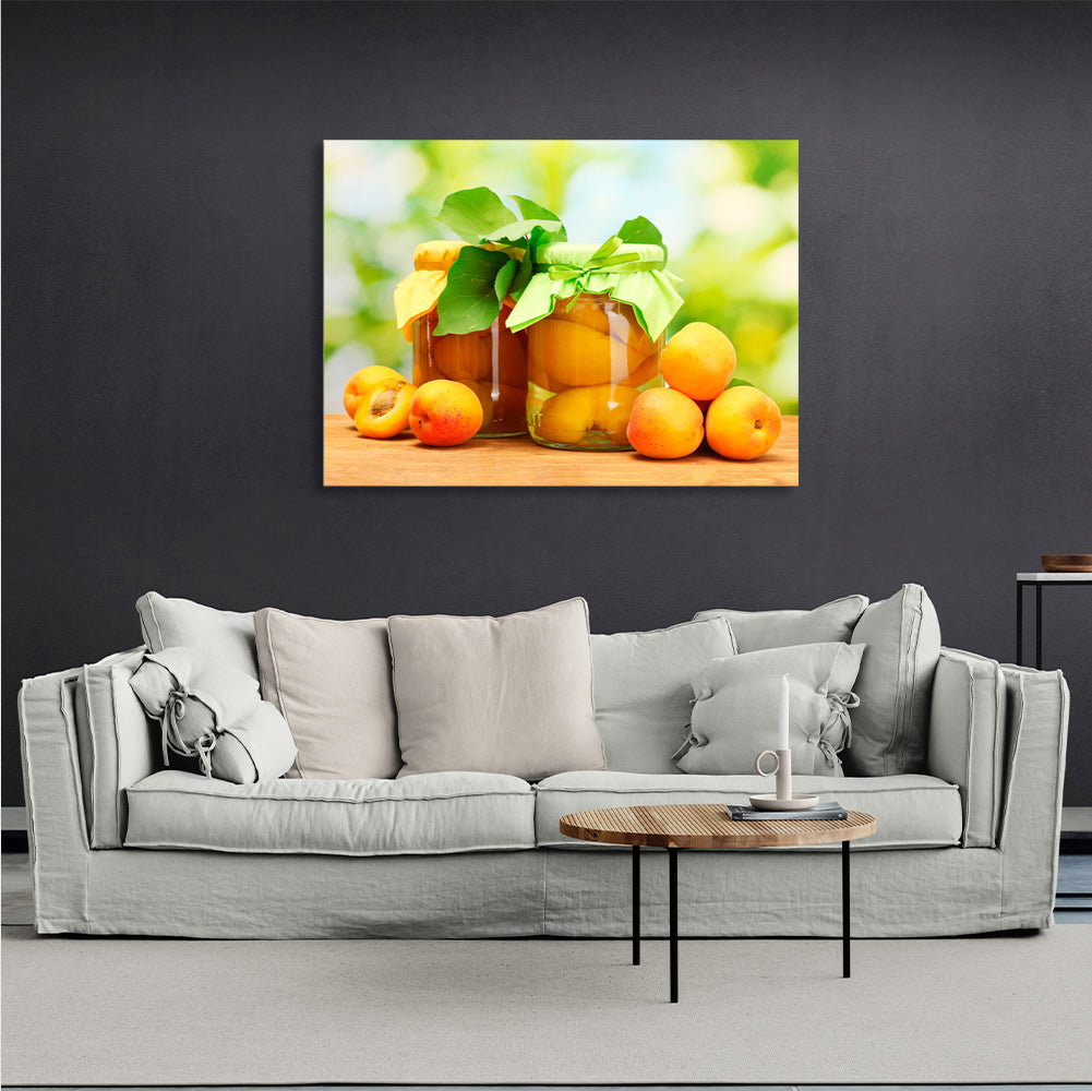 Canned apricots Canvas Wall Art Print For Kitchen