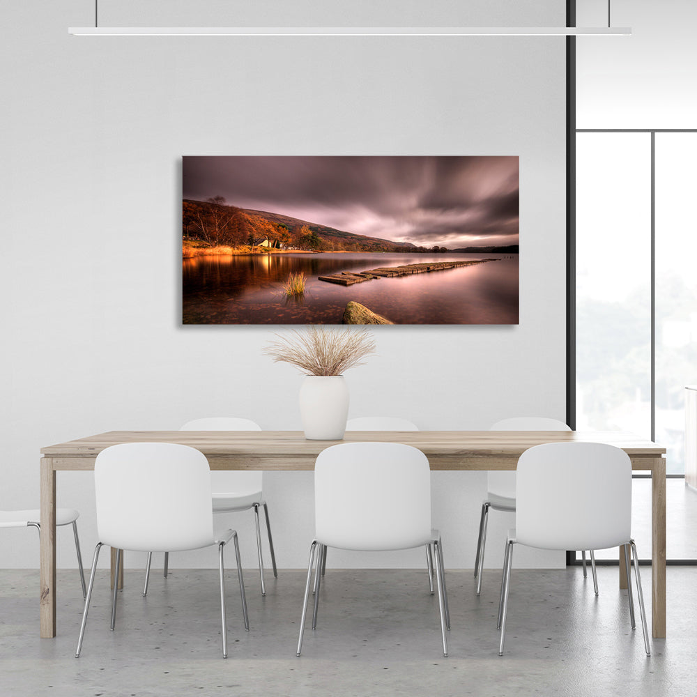 Nature lake and mountains Canvas Wall Art Print