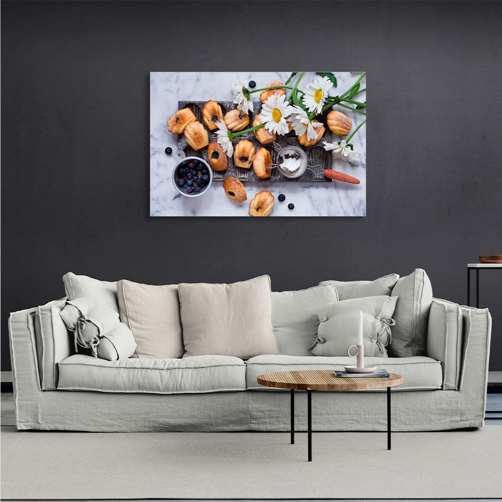 Sand cookies and berries Canvas Wall Art Print For Kitchen